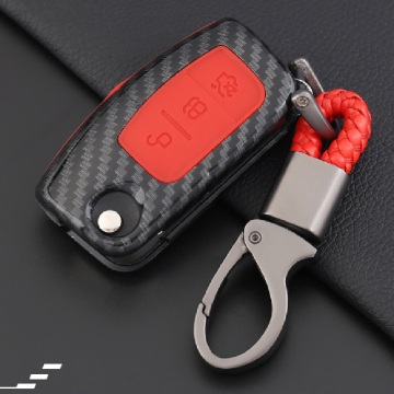 ABS Carbon Fiber 3 Buttons Car Key Case Cover for Ford Models