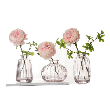 Vintage Stribbed Glass Bud Bình - Bình hoa nhỏ nhỏ để trang trí nhà và bàn văn phòng