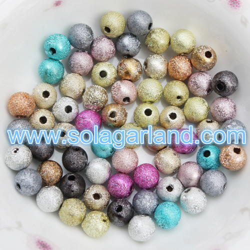 4-20MM Mixed Loose Round Acrylic Beads Glittery Metallic Beads