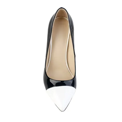 high black heel rubber sharp toe shoes