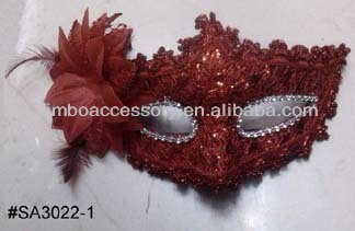 fashion plastic carnival holiday hair jewelry fox mask with flower