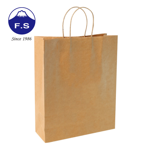 Recyclable boutique kraft paper bag with twisted handle