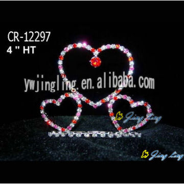 Venta al por mayor Wedding Tiara Heart Rhinestone Pageant Crowns