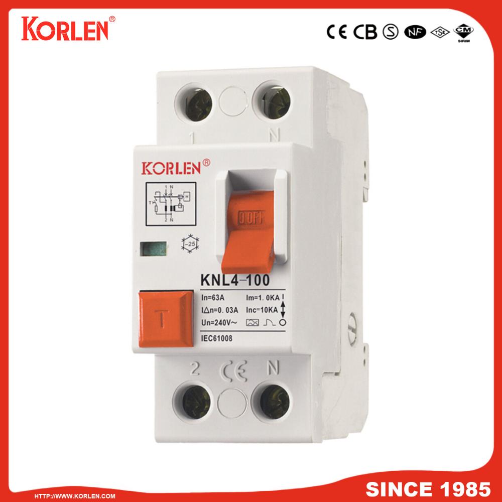 Residual Current Circuit Breaker KNL4-100 100A CE 4P