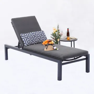 Outdoor Swimming Pool Furniture Garden Set: Sunbed Lounger with Table