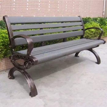 Recyclable HDPE Outdoor Bench with Cast Aluminum Legs and Backrest