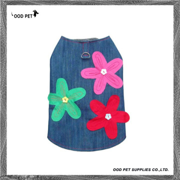 Daisy Embroidered Denim Dog Clothing (SPJ6047)