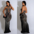 Party Wear Silver Black Sleeveless evening Dress