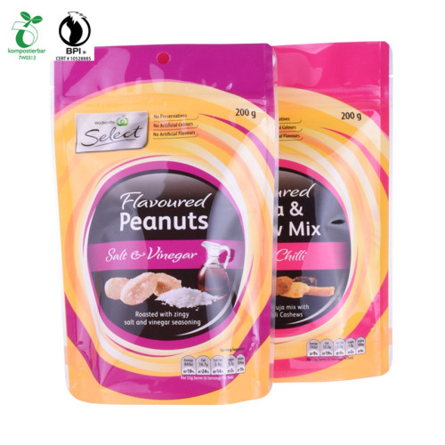 Stand up Gusset Pouch Food Bag Dengan Jendela Bening dan Ritsleting Atas untuk bedak dan makanan kering