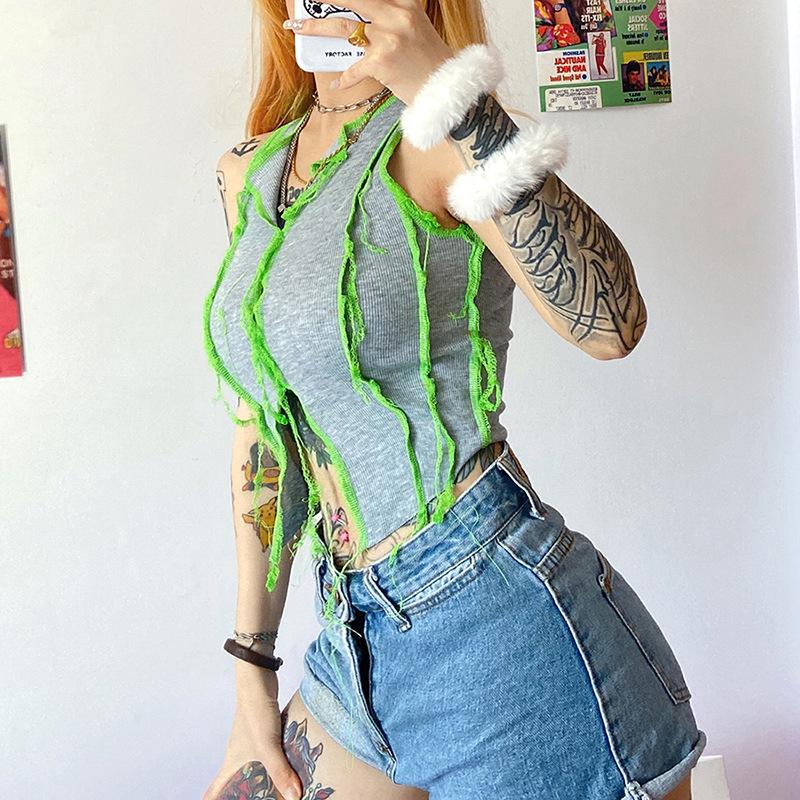Sisterlinda 2021 Sleeveless Casual Wear Crop Top Women Camisoles Ribbed Knitting Tank Sexy Hollow Vest Basic Tees Female Outfits
