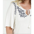 Newest women casual blouse designs embroidery blouse