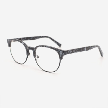 Round Acetate And Metal Combined Unisex Optical Frames 23A3075