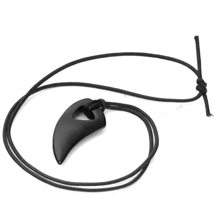 Stainless Steel Wolf Tooth Pendant Necklace for Men