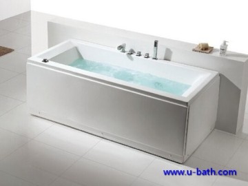 Strip shape long whirlpool spa tub with brass faucets