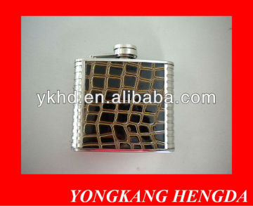 Stainless steel leather hip flask
