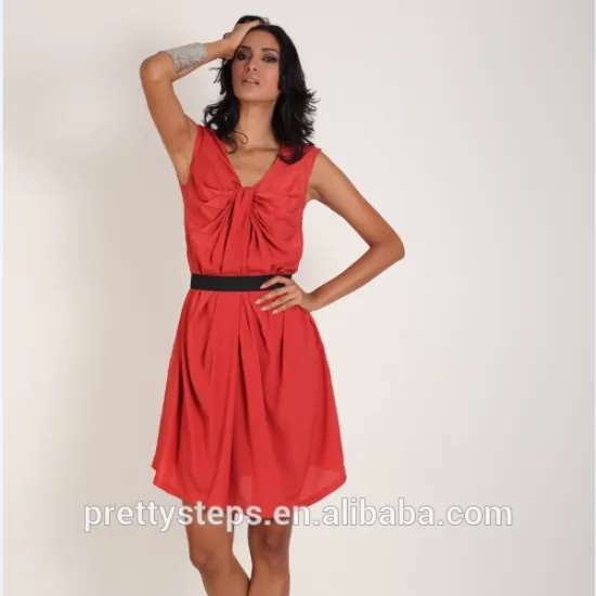 Pretty Steps 2015 fashion red color dress for sexy women/prom dress with big bow for ladies party wear