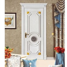 Interior White Primed Moulded Door with Carved Flower