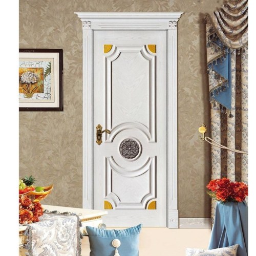 Interior White Prime Prime molded Porta com flor esculpida