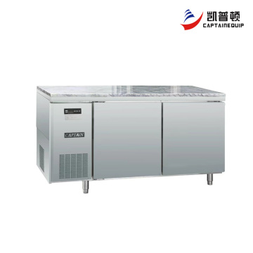 Двухдверная морозильная камера под столешницей с мраморной столешницей