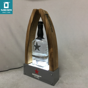Single Desktop LED LED Light Basis -Flaschen -Display -Rack für Whisky- und Acrylflaschen