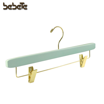 Wooden Pants Hanger with Gold Metal Clip