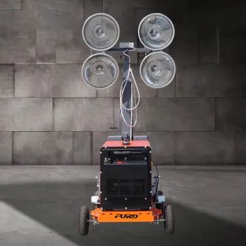 Trailer Type Mobile Light Tower Manual Lifting 5M Generator Metal Halide Lamps Lighting