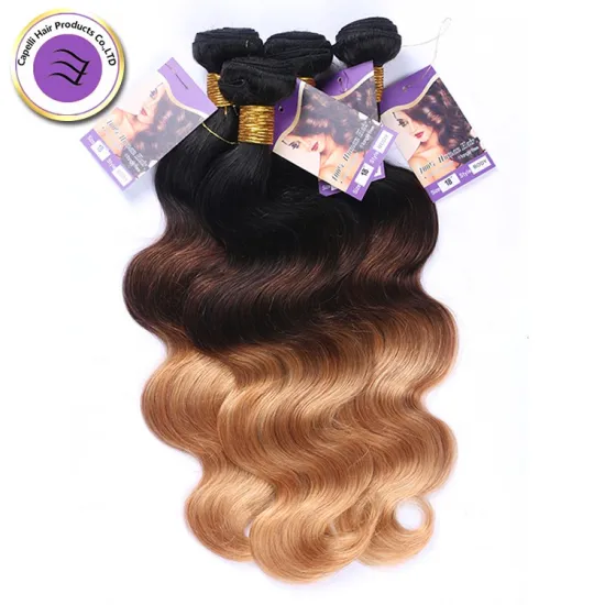 Full Cuticle Aligned Virgin Brazilian Ombre human hair  3 tone color ombre human hair extension