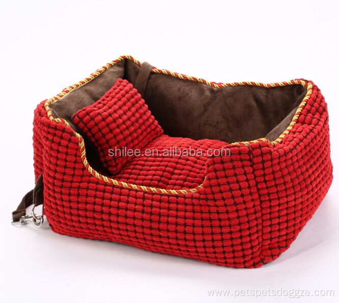 Washable corduroy pet bed with a soft pillow