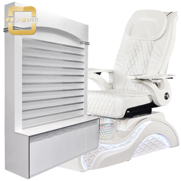 Stunning White Nail Polish Display Stand with Gel Rack and Powder Cabinet