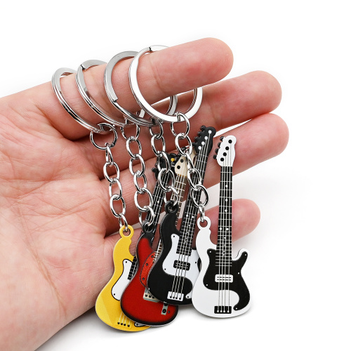 Zinc alloy guitar shape keychain
