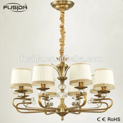 American Design Luxurious Chandelier Pendant Lighting with Crystal and Fabric Lampshade for Decoration