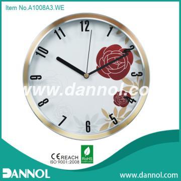 12\" Quartz Aluminium Wall Clock,Roses Pattern