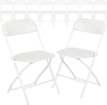 White Traditional Folding Dining Chair for Events - Plastic Chairs