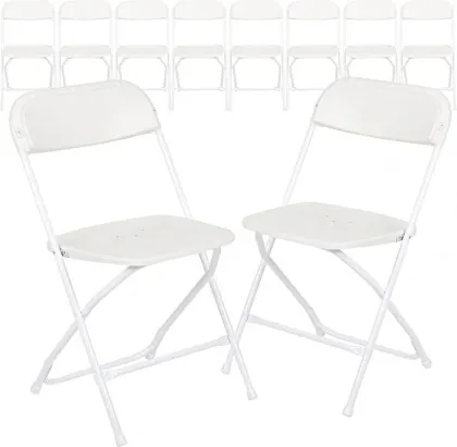 White Traditional Folding Dining Chair for Events - Plastic Chairs