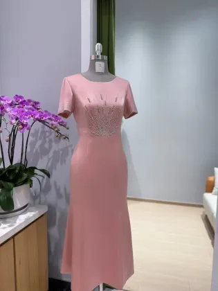 Peach Beaded Midi Peach Tulle Dream
