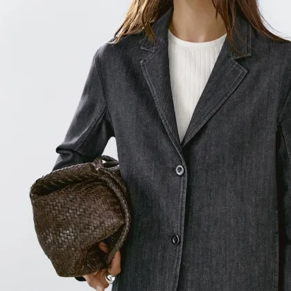 Women's casual commuting style loose denim suit jacket