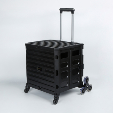 Eco-Friendly Foldable Plastic Shopping Trolley with Stair Climbing and Groceries Wheels