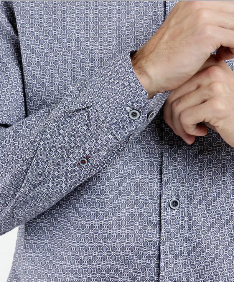 Camicia da uomo stampata a maniche lunghe 100% cotone