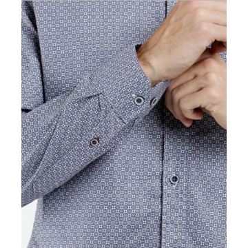 Camicia da uomo stampata a maniche lunghe 100% cotone