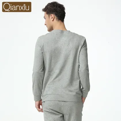 Qianxiu Brand Hoodie Printed Cotton Men Nightgown