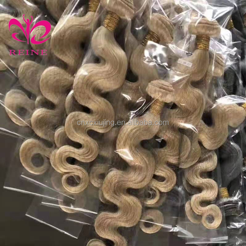 REINE 613 Blonde Human Hair Bundles With Lace Closure,Russian Virgin Blonde Hair Extension