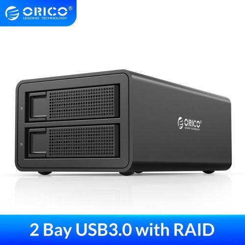 ORICO Dual bay 3.5'' HDD Docking Station USB3.0 to SATA With RAID HDD Aluminum HDD Enclosure 48W External Power Adapter HDD Case