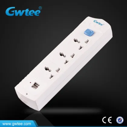 3 way 100% copper vertical usb power electric socket