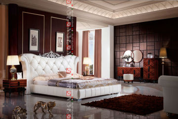 B9023 king size leather bed frame / french style bed / manual adjustable bed