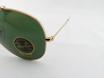 Oem Ray Ban Small Aviator Rb3407 Green Sunglasses 58# Gold Mirror Lens