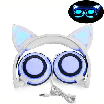 Headphone Telinga Kucing Berkedip Stereo yang Dapat Diisi Ulang