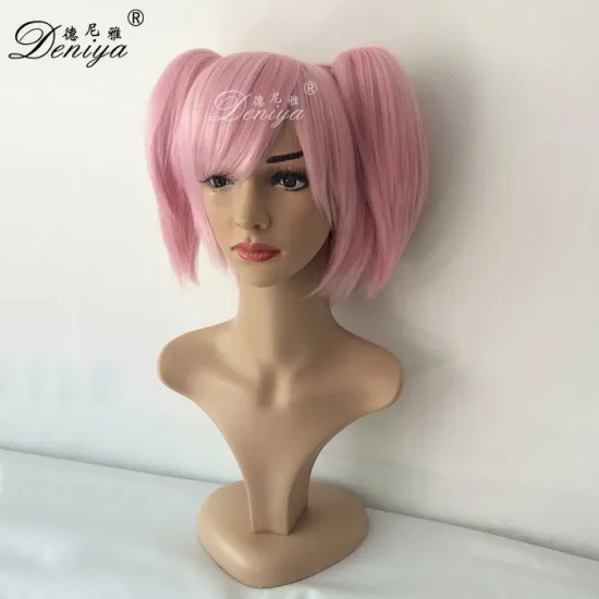 Cheap short pink bob cut wigs with bangs