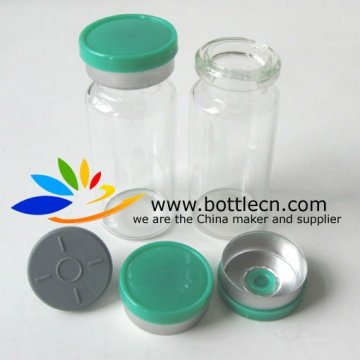 10ml sterile clear vial gray rubber stopper green smooth 20mm flip top cap crimper