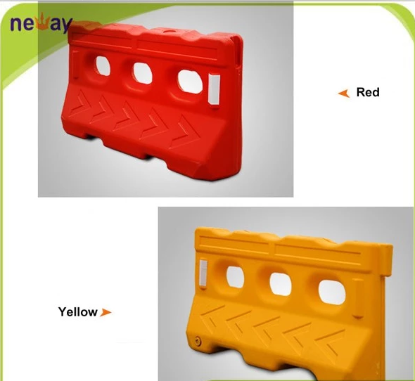Highly visible plastic water filled highway road barriers