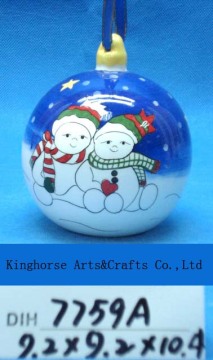 Ceramic Snowmen Handing Ball for Christmas Decoration
